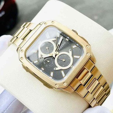 RELOJ FOSSIL HOMBRE ANÁLOGO BQ2656 INSCRIPTION MULTIFUNCIONAL DORADO DIAL GRIS ACERO INOXIDABLE - 2