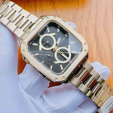 RELOJ FOSSIL HOMBRE ANÁLOGO BQ2656 INSCRIPTION MULTIFUNCIONAL DORADO DIAL GRIS ACERO INOXIDABLE - 3