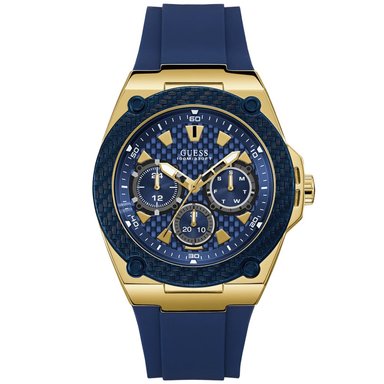 RELOJ GUESS HOMBRE ANÁLOGO U1049G9 LEGACY MULTIFUNCIONAL DORADO AZUL ACERO INOXIDABLE SILICONA