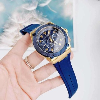 RELOJ GUESS HOMBRE ANÁLOGO U1049G9 LEGACY MULTIFUNCIONAL DORADO AZUL ACERO INOXIDABLE SILICONA - 3