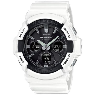 RELOJ CASIO G-SHOCK HOMBRE ANÁLOGO DIGITAL GAS-100B-7A SOLAR LUZ LED BLANCO NEGRO RESINA