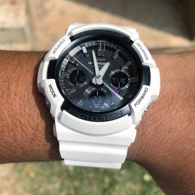 RELOJ CASIO G-SHOCK HOMBRE ANÁLOGO DIGITAL GAS-100B-7A SOLAR LUZ LED BLANCO NEGRO RESINA - 3