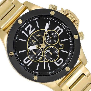 RELOJ ARMANI EXCHANGE HOMBRE ANÁLOGO AX1511 WELLWORN FECHA CRONÓMETRO DORADO DIAL NEGRO ACERO INOXIDABLE - 2
