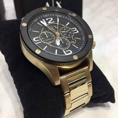 RELOJ ARMANI EXCHANGE HOMBRE ANÁLOGO AX1511 WELLWORN FECHA CRONÓMETRO DORADO DIAL NEGRO ACERO INOXIDABLE - 3
