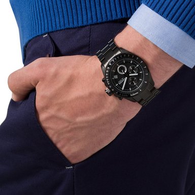 RELOJ FOSSIL HOMBRE ANÁLOGO DECKER CH2601 FECHA CRONOMETRO NEGRO ACERO INOXIDABLE - 4