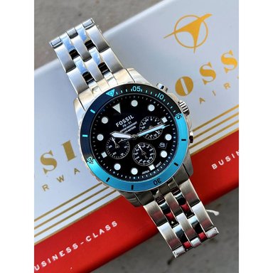 RELOJ FOSSIL HOMBRE ANÁLOGO FS5827 FB-01 FECHA CRONOMETRO DIAL NEGRO ACERO INOXIDABLE - 3