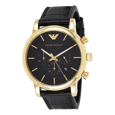 RELOJ EMPORIO ARMANI HOMBRE ANÁLOGO AR1917 LUIGI FECHA CRONÓMETRO DORADO CORREA NEGRO ACERO INOXIDABLE CUERO - 2