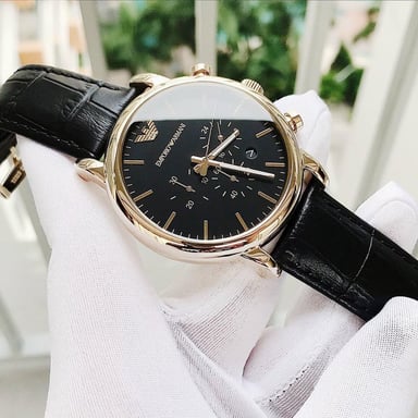 RELOJ EMPORIO ARMANI HOMBRE ANÁLOGO AR1917 LUIGI FECHA CRONÓMETRO DORADO CORREA NEGRO ACERO INOXIDABLE CUERO - 5