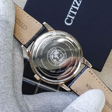 RELOJ CITIZEN HOMBRE ANÁLOGO AO9003-16A ECO DRIVE CORSO SOLAR ORO ROSADO CORREA NEGRO ACERO INOXIDABLE CUERO - 5