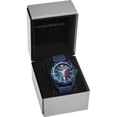 RELOJ EMPORIO ARMANI HOMBRE ANÁLOGO AR11263 SIGMA ITALIA FECHA CORREA AZUL SILICONA - 3