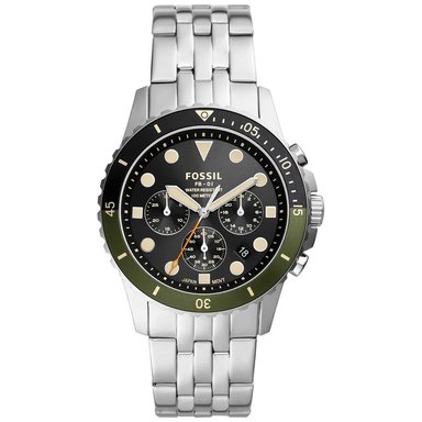 RELOJ FOSSIL HOMBRE ANÁLOGO FS5864 FB-01 FECHA CRONOMETRO DIAL NEGRO ACERO INOXIDABLE