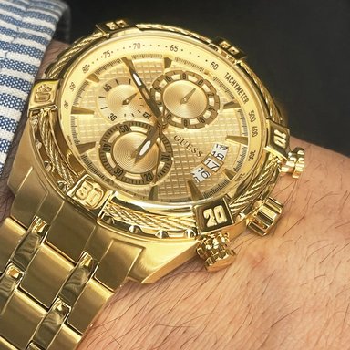 RELOJ GUESS HOMBRE ANÁLOGO U0522G5 MONTERAY CRONÓMETRO DORADO ACERO INOXIDABLE - 2