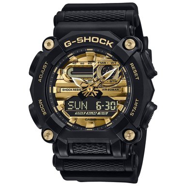 RELOJ CASIO G-SHOCK HOMBRE DIGITAL GA900AG-1A ANÁLOGO ACUÁTICO LUZ LED CRONÓMETRO ALARMA NEGRO DORADO