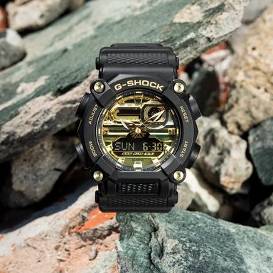 RELOJ CASIO G-SHOCK HOMBRE DIGITAL GA900AG-1A ANÁLOGO ACUÁTICO LUZ LED CRONÓMETRO ALARMA NEGRO DORADO - 3