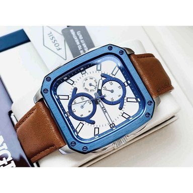 RELOJ FOSSIL HOMBRE ANÁLOGO BQ2658 INSCRIPTION MULTIFUNCIONAL CORREA MARRON DIAL PLATEADO ACERO INOXIDABLE CUERO - 3