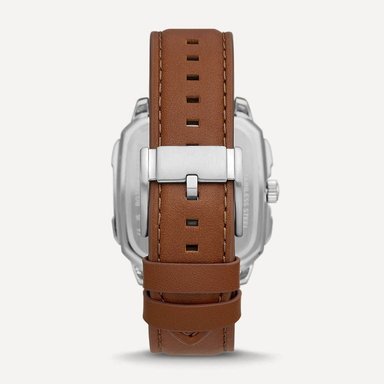 RELOJ FOSSIL HOMBRE ANÁLOGO BQ2658 INSCRIPTION MULTIFUNCIONAL CORREA MARRON DIAL PLATEADO ACERO INOXIDABLE CUERO - 6