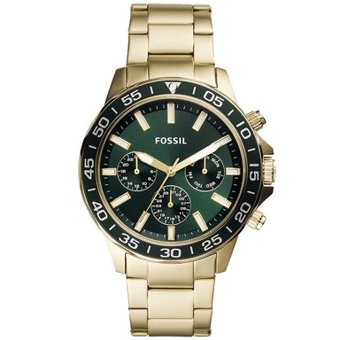 RELOJ FOSSIL HOMBRE ANÁLOGO BQ2493 BANNON MULTIFUNCIONAL DORADO DIAL VERDE ACERO INOXIDABLE