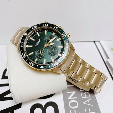 RELOJ FOSSIL HOMBRE ANÁLOGO BQ2493 BANNON MULTIFUNCIONAL DORADO DIAL VERDE ACERO INOXIDABLE - 2