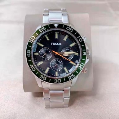 RELOJ FOSSIL HOMBRE ANÁLOGO BQ2625 BANNON MULTIFUNCIONAL DIAL NEGRO BISEL VERDE ACERO INOXIDABLE - 4
