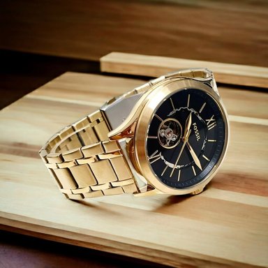 RELOJ FOSSIL HOMBRE ANÁLOGO AUTOMÁTICO BQ2649 FENMORE DORADO DIAL NEGRO ACERO INOXIDABLE - 3