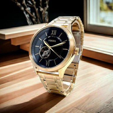 RELOJ FOSSIL HOMBRE ANÁLOGO AUTOMÁTICO BQ2649 FENMORE DORADO DIAL NEGRO ACERO INOXIDABLE - 4