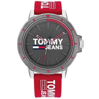 RELOJ TOMMY HILFIGER HOMBRE ANÁLOGO 1791826 JEANS CORREA ROJO SILICONA
