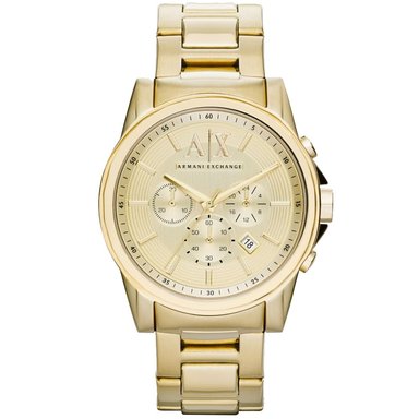 RELOJ ARMANI EXCHANGE HOMBRE ANÁLOGO AX2099 OUTERBANKS FECHA CRONOMETRO DORADO ACERO INOXIDABLE