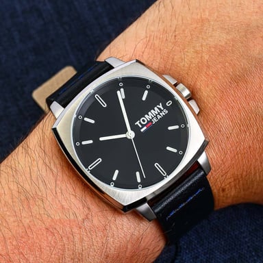 RELOJ TOMMY HILFIGER HOMBRE ANÁLOGO 1791863 JEANS CORREA NEGRO ACERO INOXIDABLE CUERO - 3