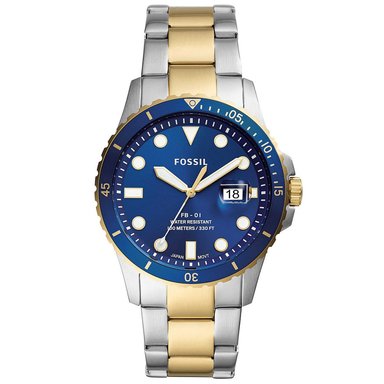 RELOJ FOSSIL HOMBRE ANÁLOGO FS5742 FB-01 FECHA PLATEADO DORADO DIAL AZUL ACERO INOXIDABLE