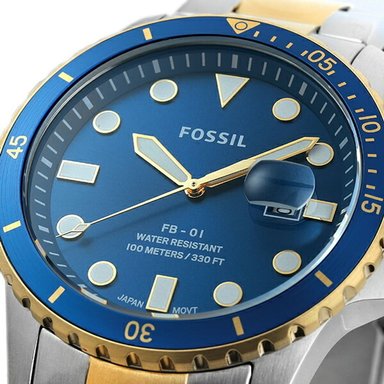 RELOJ FOSSIL HOMBRE ANÁLOGO FS5742 FB-01 FECHA PLATEADO DORADO DIAL AZUL ACERO INOXIDABLE - 2