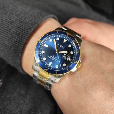 RELOJ FOSSIL HOMBRE ANÁLOGO FS5742 FB-01 FECHA PLATEADO DORADO DIAL AZUL ACERO INOXIDABLE - 3