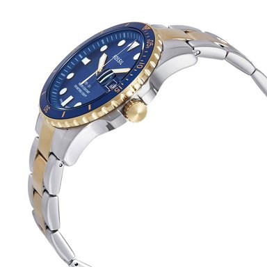 RELOJ FOSSIL HOMBRE ANÁLOGO FS5742 FB-01 FECHA PLATEADO DORADO DIAL AZUL ACERO INOXIDABLE - 4