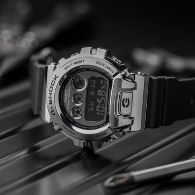 RELOJ CASIO G-SHOCK HOMBRE DIGITAL GM-6900-1 PLATEADO NEGRO ACERO INOXIDABLE RESINA - 4