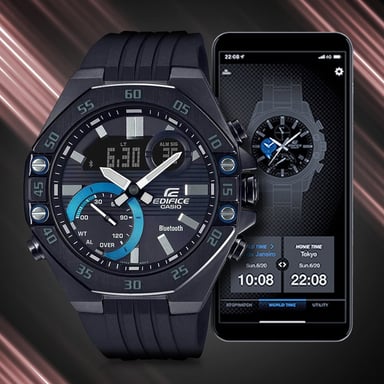 RELOJ CASIO HOMBRE ANÁLOGO DIGITAL ECB-10PB-1A EDIFICE BLUETOOTH CORREA NEGRO ACERO INOXIDABLE RESINA - 4