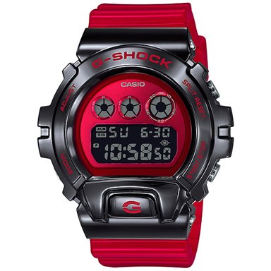 RELOJ CASIO G-SHOCK HOMBRE DIGITAL GM-6900B-4 NEGRO CORREA ROJA ACERO INOXIDABLE RESINA
