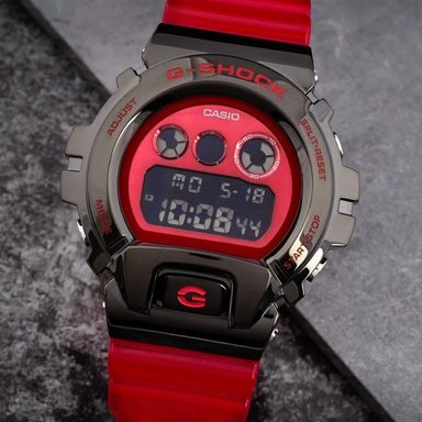 RELOJ CASIO G-SHOCK HOMBRE DIGITAL GM-6900B-4 NEGRO CORREA ROJA ACERO INOXIDABLE RESINA - 5