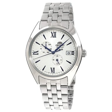 RELOJ ORIENT HOMBRE ANÁLOGO AUTOMÁTICO AK0506S10B ALTAIR TRISTAR MULTIFUNCIONAL DIAL BLANCO ACERO INOXIDABLE