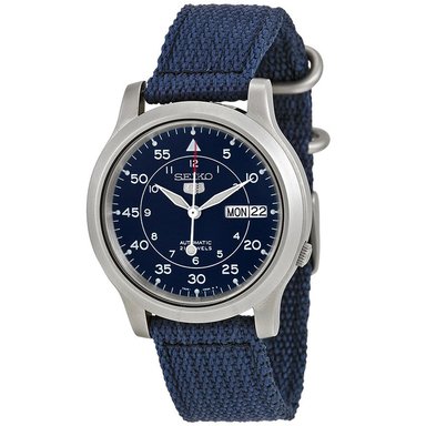 RELOJ SEIKO HOMBRE ANÁLOGO SNK807K2 5 AUTOMÁTICO FECHA ACERO INOXIDABLE MATE CORREA NAILON AZUL