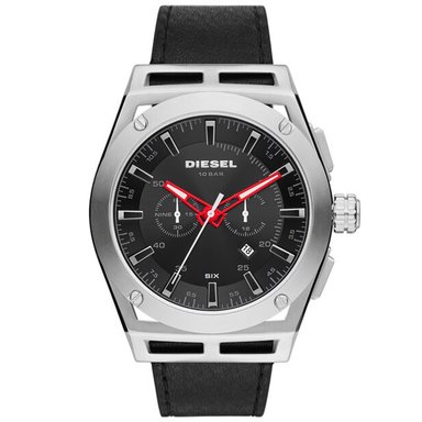 RELOJ DIESEL HOMBRE ANÁLOGO DZ4543 TIMEFRAME FECHA CRONOMETRO ACERO INOXIDABLE CORREA CUERO NEGRO