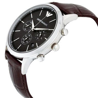 RELOJ EMPORIO ARMANI HOMBRE ANÁLOGO AR2482 RENATO FECHA CRONOMETRO CUERO MARRON DIAL NEGRO - 2