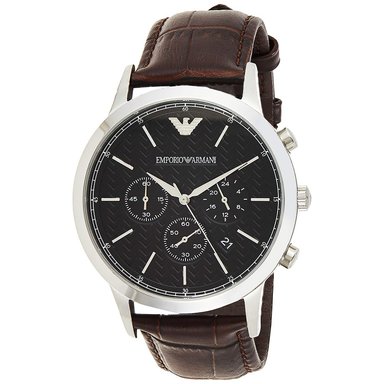 RELOJ EMPORIO ARMANI HOMBRE ANÁLOGO AR2482 RENATO FECHA CRONOMETRO CUERO MARRON DIAL NEGRO - 3