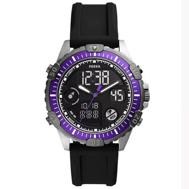 RELOJ FOSSIL HOMBRE ANÁLOGO DIGITAL FS5882 GARRETT LUZ FONDO ACERO INOXDIABLE CORREA SILICONA NEGRO