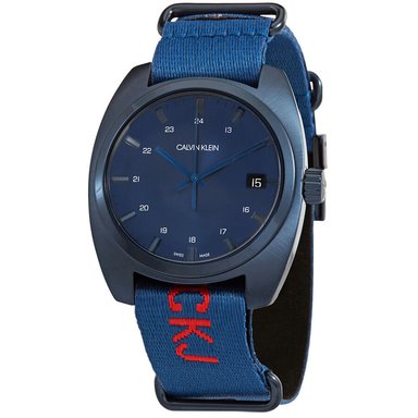 RELOJ CALVIN KLEIN HOMBRE ANÁLOGO K8W31XVN ACHIEVE SUIZO FECHA ACERO INOXIDABLE CORREA NAILON AZUL