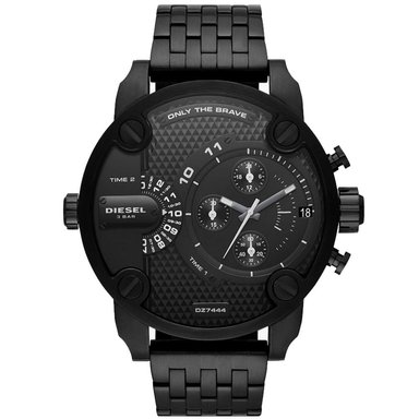 RELOJ DIESEL HOMBRE ANÁLOGO DZ7444 LITTLE DADDY DOBLE HORA FECHA CRONOMETRO ACERO INOXIDABLE NEGRO