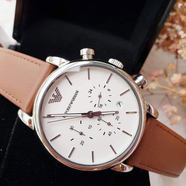 RELOJ EMPORIO ARMANI HOMBRE ANÁLOGO AR1846 LUIGI FECHA CRONOMETRO CUERO MARRON DIAL BLANCO - 3