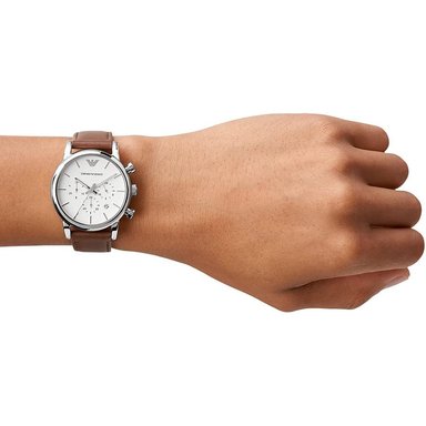 RELOJ EMPORIO ARMANI HOMBRE ANÁLOGO AR1846 LUIGI FECHA CRONOMETRO CUERO MARRON DIAL BLANCO - 4