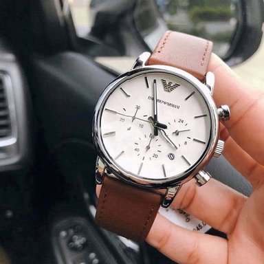 RELOJ EMPORIO ARMANI HOMBRE ANÁLOGO AR1846 LUIGI FECHA CRONOMETRO CUERO MARRON DIAL BLANCO - 5