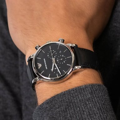 RELOJ EMPORIO ARMANI HOMBRE ANÁLOGO AR1733 LUIGI FECHA CRONOMETRO CORREA CUERO Y DIAL NEGRO - 3