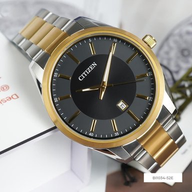 RELOJ CITIZEN BI1034-52E ANÁLOGO PARA HOMBRE FECHA ACERO INOXDIABLE PLATEADO DORADO DIAL NEGRO - 4