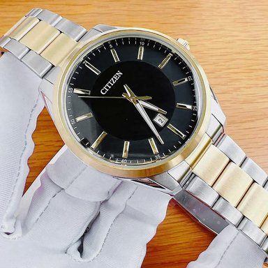 RELOJ CITIZEN BI1034-52E ANÁLOGO PARA HOMBRE FECHA ACERO INOXDIABLE PLATEADO DORADO DIAL NEGRO - 5